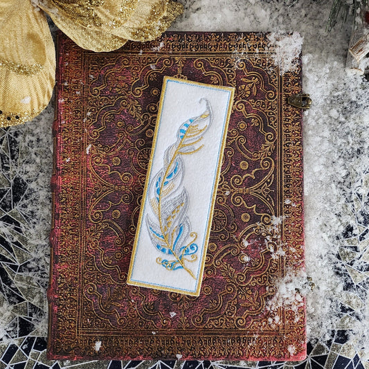 Marque-pages brodé « Plume »