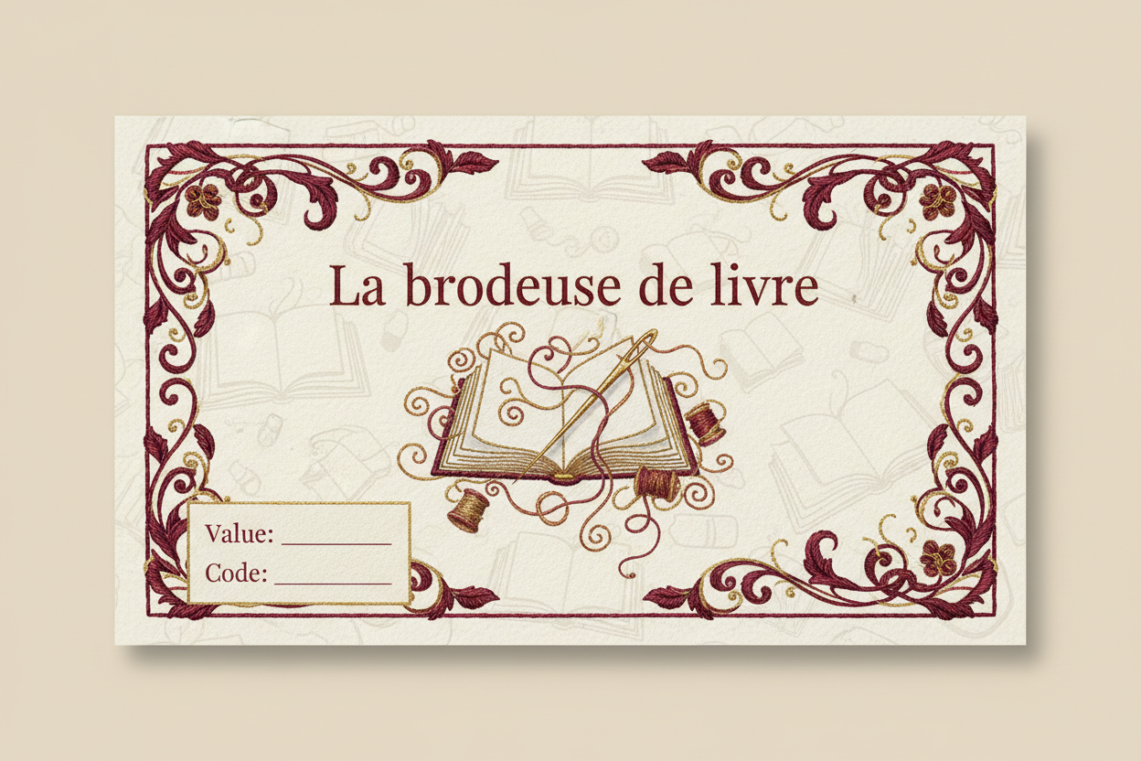 carte cadeaau la brodeuse de livre